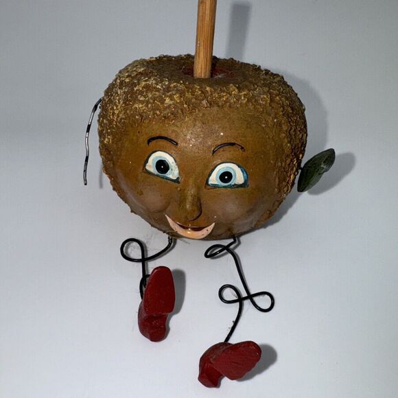 Vintage 80s Anthropomorphic Shelf Sitter Fruit Figures Orange Pear Carmel Apple* - Picture 8 of 10